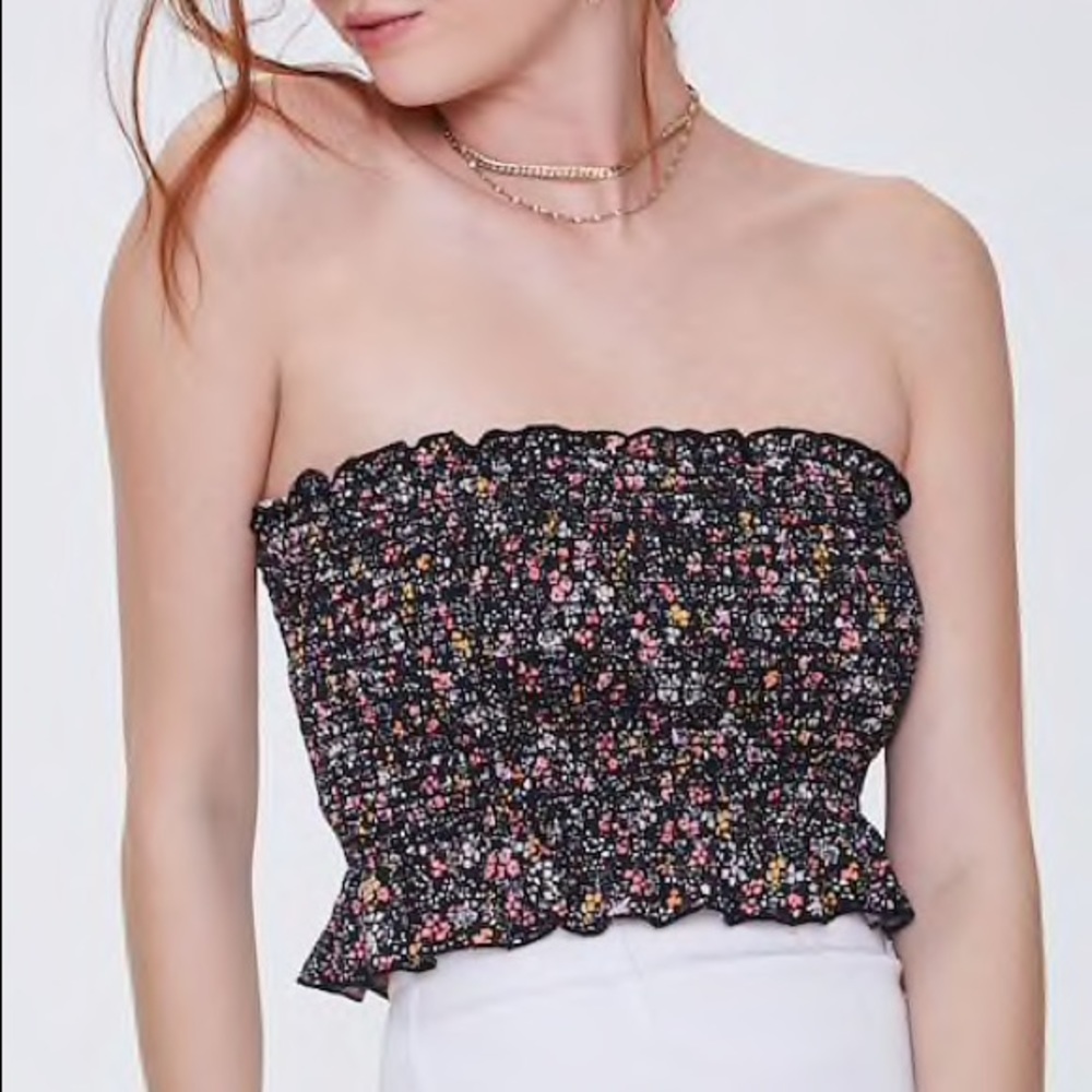 Dark Floral Tube Top Sz S